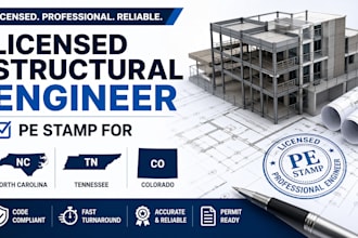 licensed structural engineer, pe stamp for north carolina, tennessee, colorado