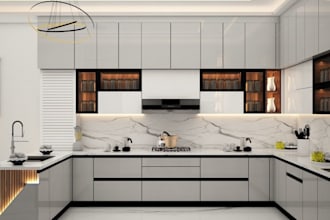 do 3d kitchen interior design and 3d kitchen rendering
