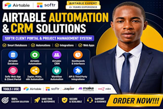 build airtable crm, airtable automation workflows softr client portal system