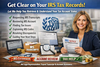 l request irs tax transcripts and help resolve tax account issues