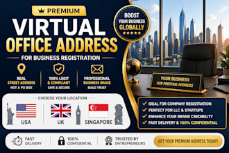 setup virtual office address in USA, UK, or singapore for business registration
