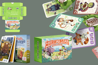 design educational kids card matching alphabet card flashcards board game box