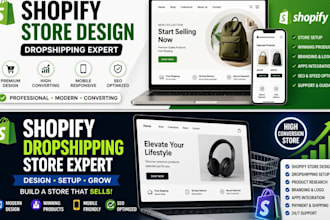 build shopify store, shopify dropshipping website or redesign shopify store