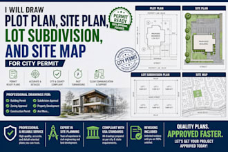 draw plot plan, site plan, lot subdivision, and site map for city permit