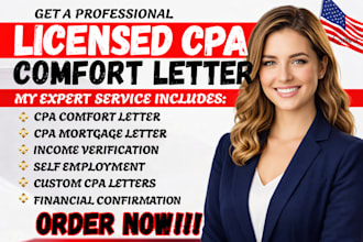 write verified US CPA letter, expense ratio mortgage letter, ownership letter