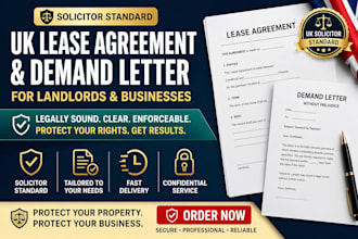 write UK lease agreement, tenancy contract and demand letter