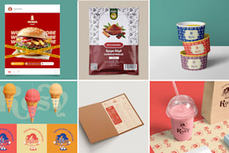 design food logo, cafe, brand kit, and restaurant branding