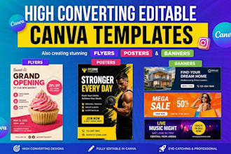 design canva editable template, newsletter, brand flyer, marketing poster banner
