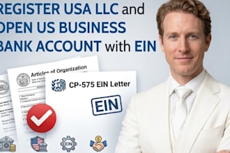 register USA llc and open US business bank account with ein