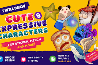 draw cute, expressive cartoon characters illustration