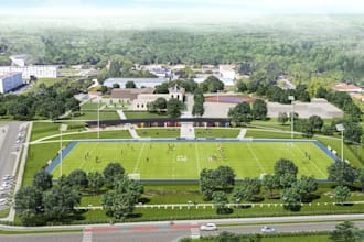 design realistic 3d stadium, sports complex, and football arena rendering