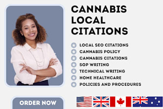 do 80 cannabis, cbd or marijuana SEO citations listing USA, canada policies