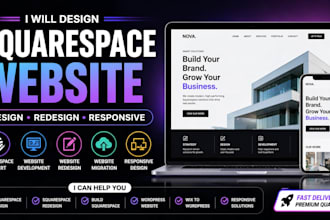 design squarespace website, redesign, responsive web dev