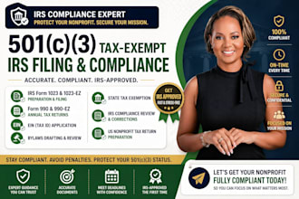 file 501c3 tax exempt form 1023 1023ez 990, nonprofit, US tax return, ein, bylaw