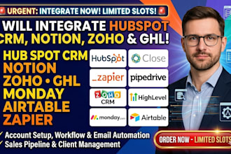 integrate hubspot crm notion zoho ghl monday airtable database zapier