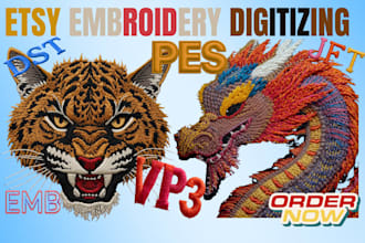 do embroidery digitizing for logo to dst pes jef file format