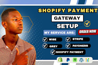 set up shopify payment gateway and wise account activation with paypal grey