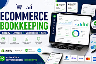 do ecommerce, amazon, shopify, bookkeeping,accounting in quickbooks online, xero