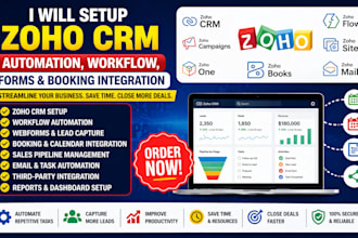 setup zoho crm automation workflow forms booking integration