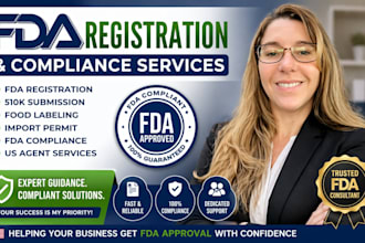 handle fda registration, 510k submission, food labeling and compliance
