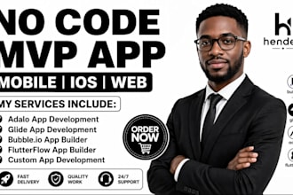 build bubble io app, glide app, adalo app, no code web app developer