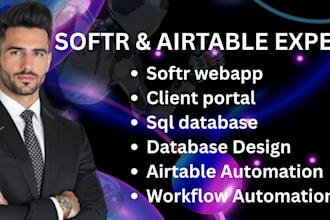 build bubble io, airtable, n8n and softr client portal, website and sql database