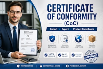 provide certificate of conformity for export, import and product compliance