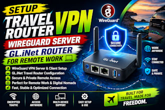 setup travel router VPN, wireguard server, glinet router for remote work
