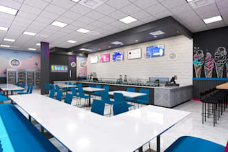 remodel restaurant interior,layout design,cafe, coffee shop,realistic bar render