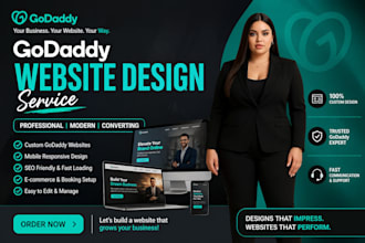 design godaddy website redesign, develop and fix domain