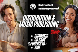 manager and distribute your music using distrokid, cd baby and publish to bmi