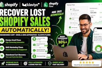 setup shopify abandoned cart email SMS automation using klaviyo shopify flow