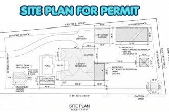 design plot plan map for residential lot permit and construction