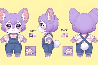 turn your character into plush toy desin custom stuffed to concept art ref sheet