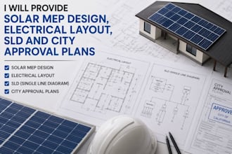 provide solar mep design, electrical layout, sld and city approval plans