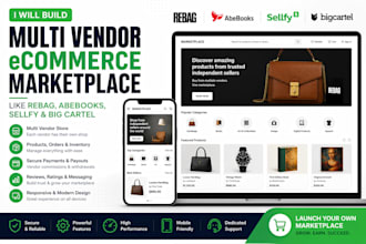 build a multi vendor ecommerce marketplace like rebag abebook sellfy big cartel
