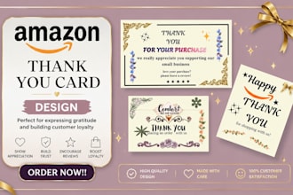 create modern amazon product insert and thank you card designs