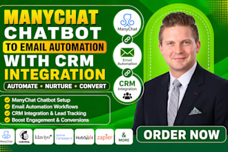 create manychat chatbot to email automation with CRM