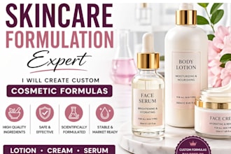 create cosmetic formulas for lotion, cream, and serum