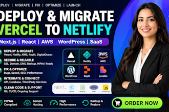 audit deploy migrate vercel to netlify,  fix reactjs, nextjs website to render