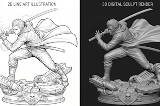 convert 2d to 3d toy figures, figurine from picture and images for 3d printing