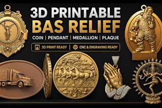 do 3d bas relief 3d coin model cnc medallion carving pendant plaque 3d printing