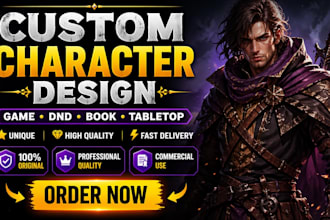 do character design, tabletop game, dnd, book and write content for tabletop