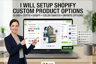 setup shopify custom product globo zepto easify color swatch infinite optis apps
