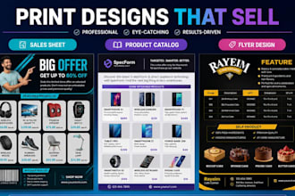 design product catalogue, sell sheet, sales sheet price list, product poster pdf