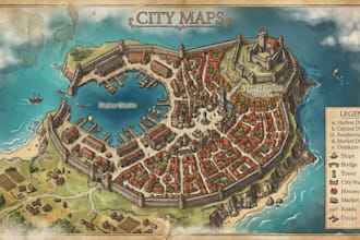 create dnd battle fantasy world map rpg game map illustration custom map design