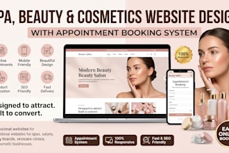 design spa, skincare, hair, beauty salon website with appointment booking system