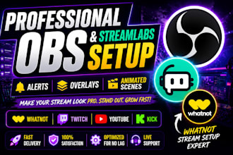 setup streamlabs alerts, overlays, animated obs scenes and whatnot stream
