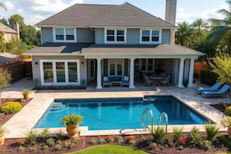 design backyard, patio, rooftop, swimming pool, landscape, front yard, garden