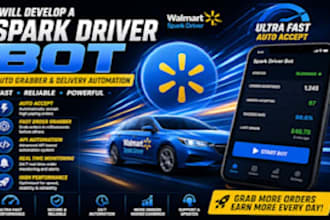 develop amazon driver bot, spark bot, amazon flex bot spark driver bot, uber